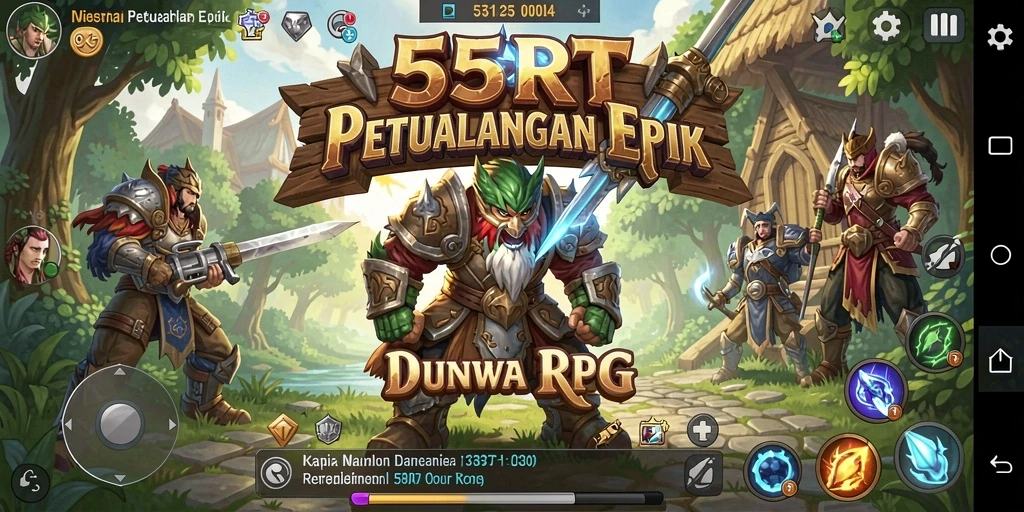 Tangkapan layar utama 55RT menampilkan aksi pertarungan yang seru dan karakter yang dinamis.