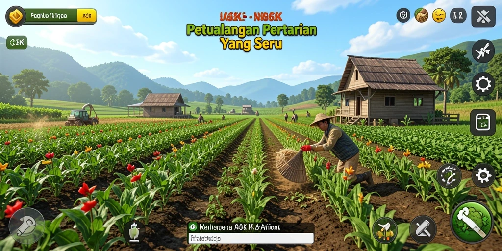 Tampilan gameplay 66K dengan lahan pertanian yang rimbun dan subur.