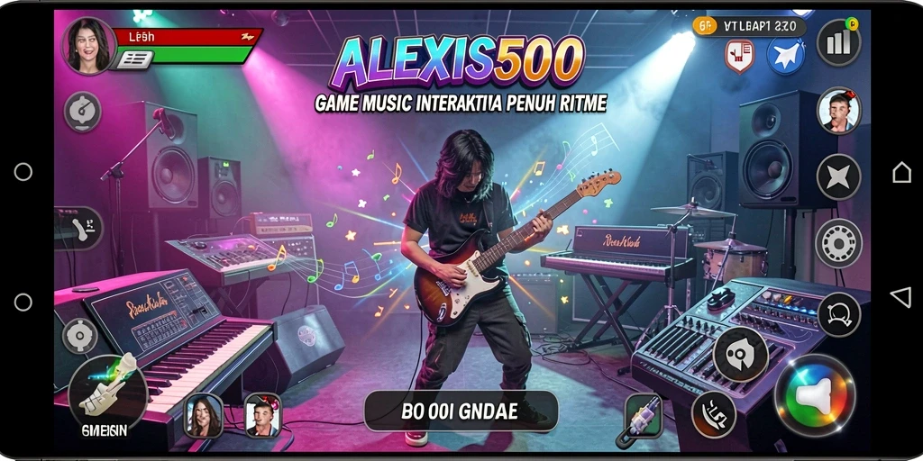 Tampilan gameplay ALEXIS500 yang dinamis dan interaktif.