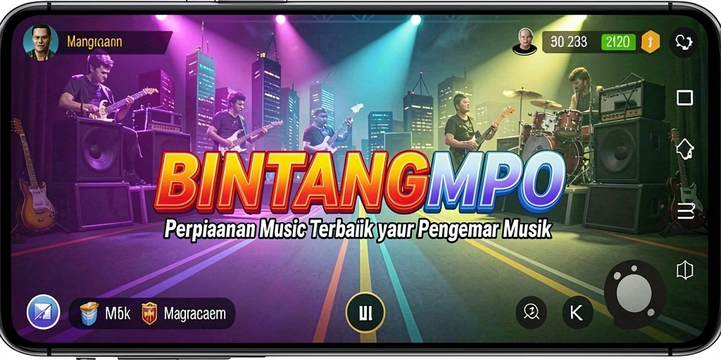 Tampilan gameplay seru dalam BINTANGMPO dengan berbagai lagu.