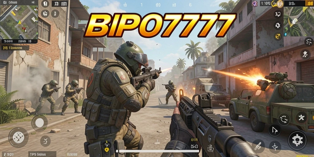 Screenshot BPO777 menampilkan aksi pertempuran yang intens dalam game TPS.