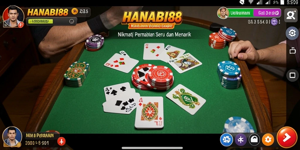 Tampilan gameplay HANABI88 yang seru dalam permainan Gaple.