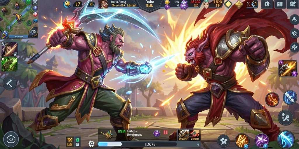 Tampilan gameplay seru dari ID678 di arena MOBA.