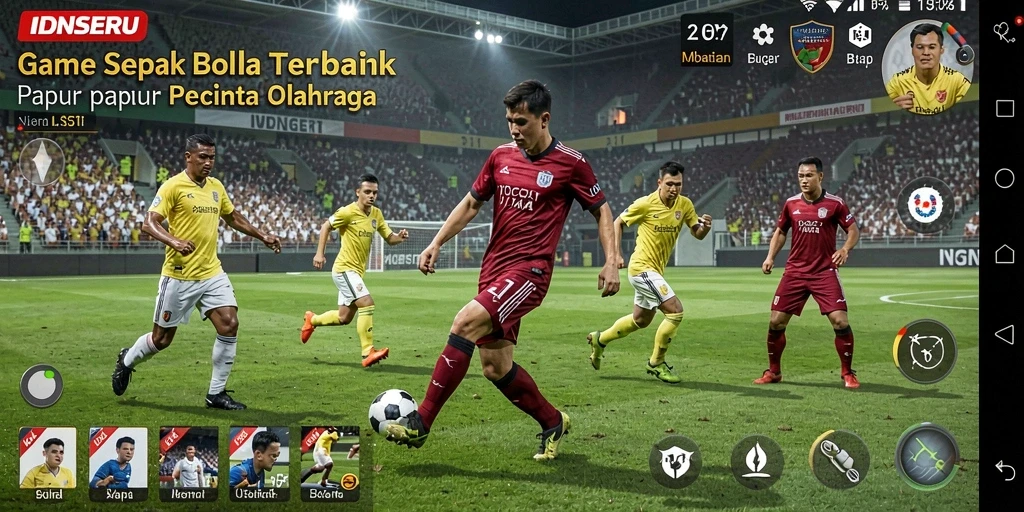 Tampilan gameplay seru dalam IDNSERU dengan aksi sepak bola yang menegangkan.
