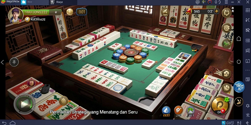 Screenshot menampilkan gameplay strategi yang mendebarkan di MAHJONG222.