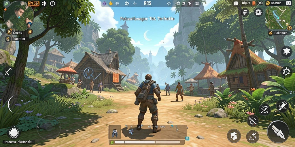 Tampilan menarik dari gameplay RK55 di dunia terbuka.