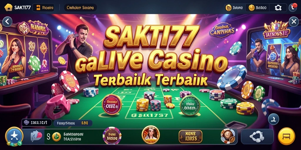 Screenshot SAKTI77 menampilkan dealer langsung sedang memandu permainan kasino.