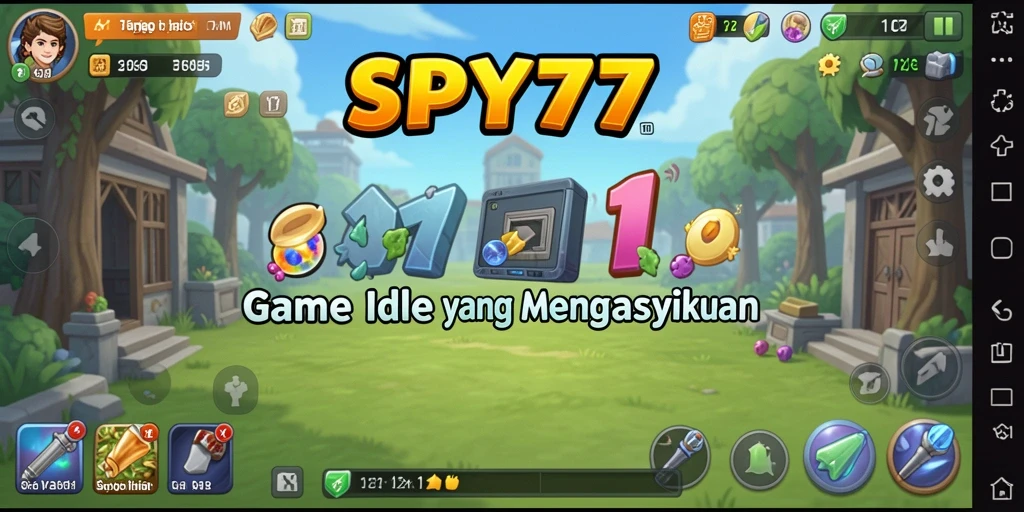Screenshot gameplay <strong>SPY77</strong> menampilkan suasana santai dan menyenangkan dalam mengelola sumber daya.