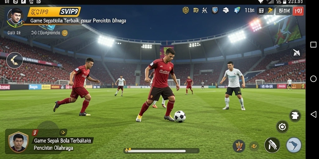 Tampilan gameplay SVIP9 dengan aksi sepak bola yang mendebarkan.