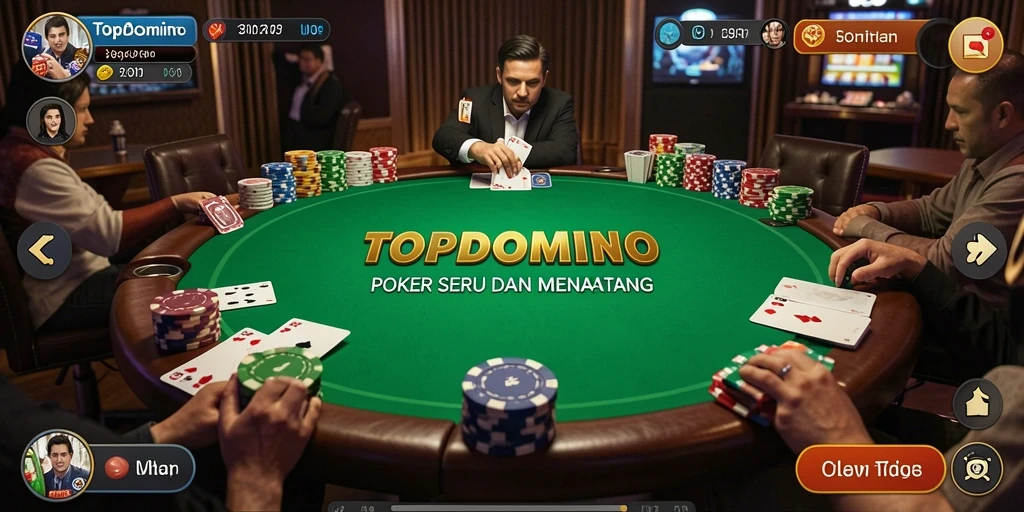 Tampilan menarik dari gameplay poker di TOPDOMINO.