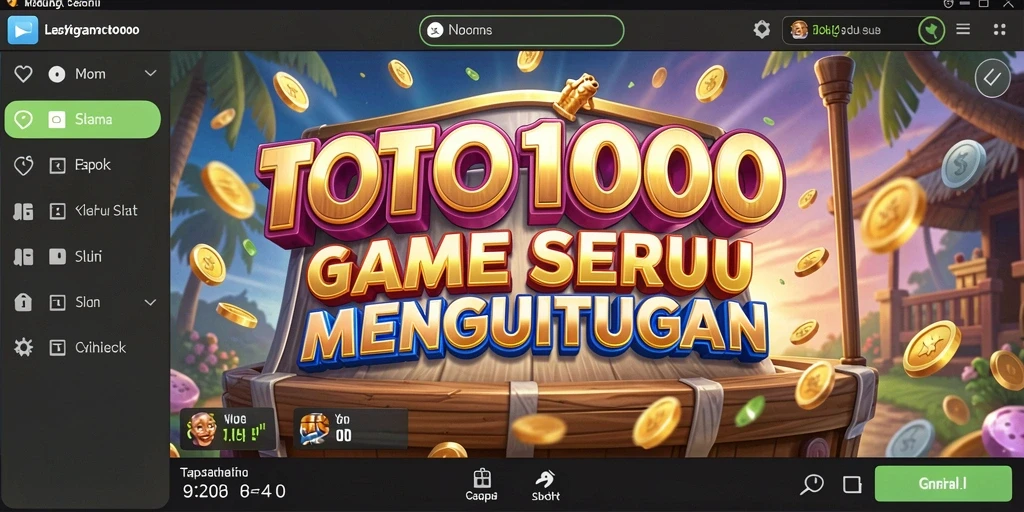 Tampilan gameplay seru TOTO1000 dengan berbagai slot menarik.
