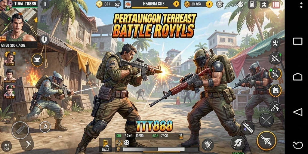 Screenshot gameplay TTT888 menunjukkan aksi seru dalam pertarungan Battle Royale.