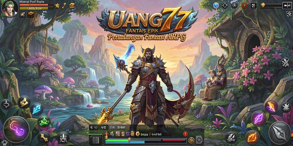 Tangkapan layar menampilkan pertempuran mendebarkan di UANG77 dengan efek visual yang ciamik.
