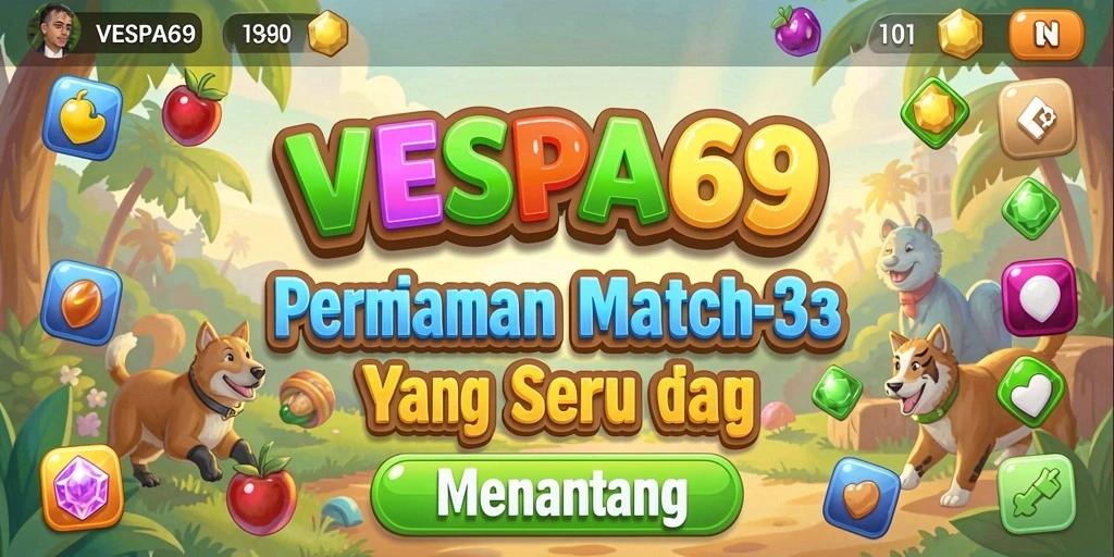 Screenshot gameplay VESPA69 yang menunjukkan aksi mencocokkan item.