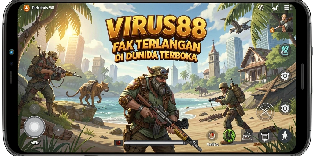 Tangkapan layar gameplay <strong>VIRUS88</strong> di dunia yang luas dan terbuka.