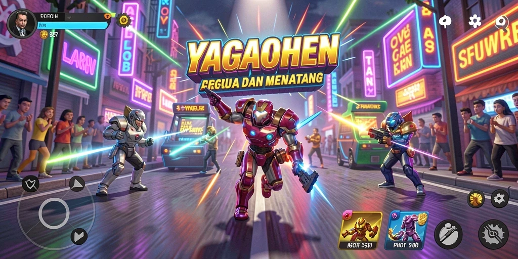 Tangkapan layar utama YAGAOHEN yang menunjukkan gameplay arcade yang seru.